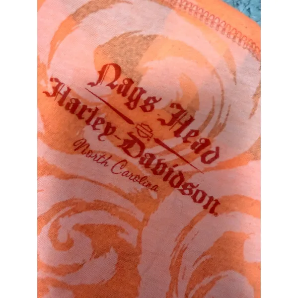 Harley-Davidson Nags Head NC Orange Swirl Graphic Tee Womens XL Made in USA - Image 9