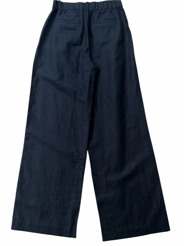 Gap Black Linen Blend Pleated High Rise Wide Leg Trousers Pants - Image 2