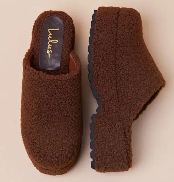 Lulus Dark Brown Faux Fur Platform Mules - Image 2