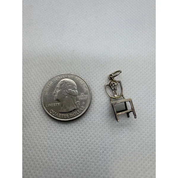 Vintage Sterling Silver Chair Charm 925 Miniature Furniture Pendant 1.32g - Image 8