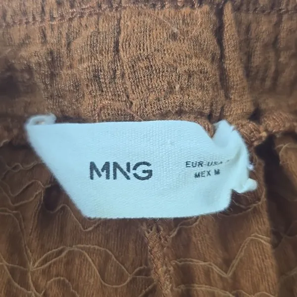 Mango Women's Clay Crinkle Effect High Rise Pull‎ On Wide Leg Pants Size Medium - Image 5
