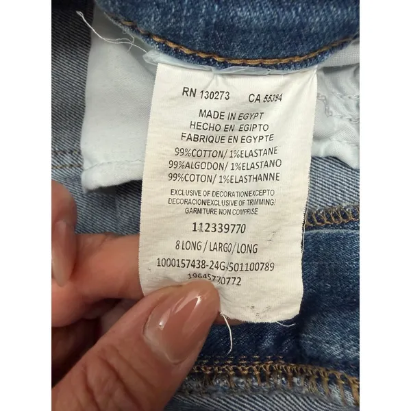 Lee High Rise Wide Leg Cuffed Jeans Women's Size 8‎ Long Light Wash Denim - Image 6
