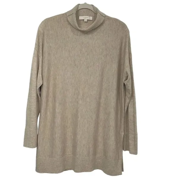 Loft Cowl Neck Beige Sweater(Size Large) - Image 2