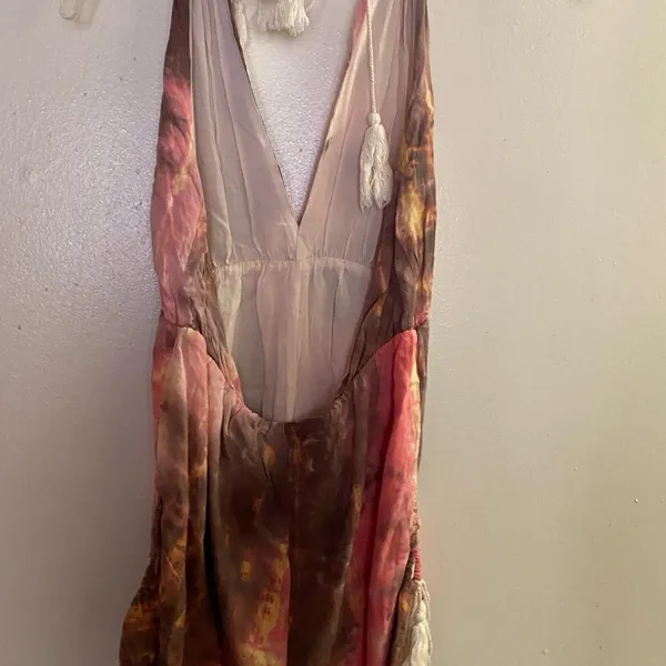 Nectar clothing Brown & Pink Tie Dye Romper M Medium Bust 34” 36” Viscose - Image 5
