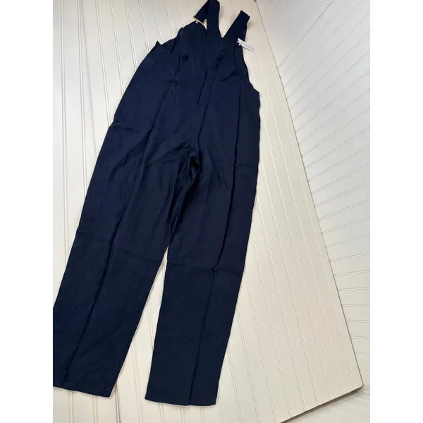 NWT WEWOREWHAT Solid Navy Basic Overall Jumpsuit Bib Straight Leg Denim Sz XS - Image 5