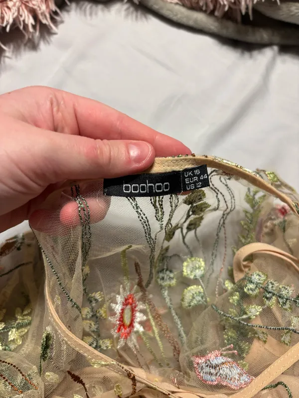 Boohoo Floral Embroidered Mini Dress - Image 3