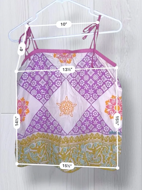 BILLABONG Boho Mandala Tile Printed Cami | Purple Yellow Tie Shoulder Top - Image 10