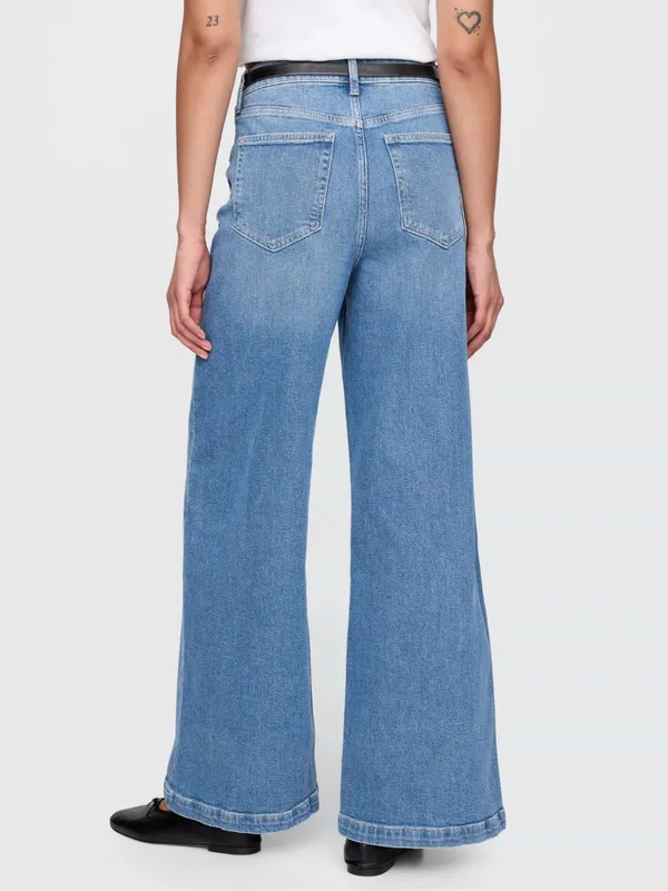 GAP Extra High Rise Stride Wide Leg Jeans Light Indigo Baggy Jeans Size 30 10L - Image 3