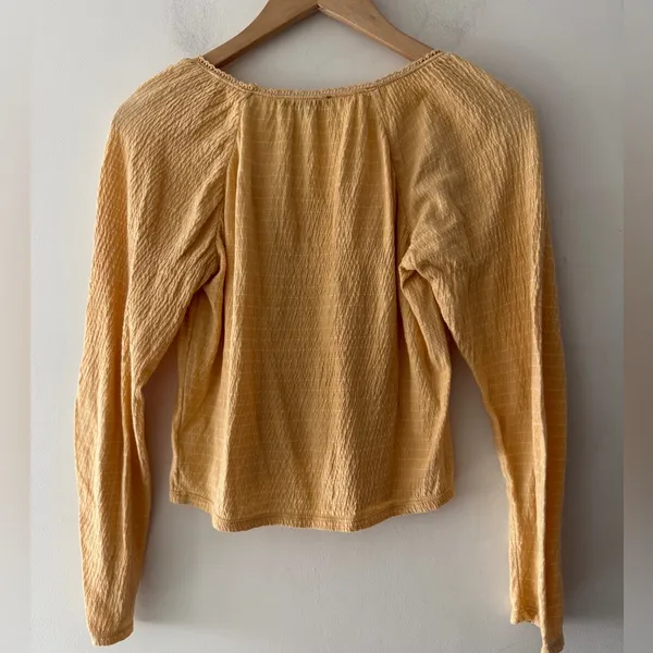 American Eagle Yellow Lace Up Pilgrim‎ Top Long Sleeve - Image 3