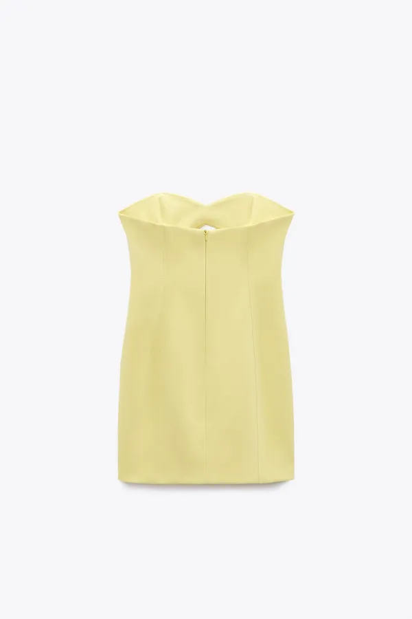 Zara Bodycon Strapless Mini Lemon Party Coctail Shower Bridal 🍋Dress - Image 13