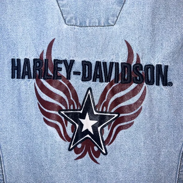 Harley-Davidson Denim Vest | Y2K Vintage |‎ Size M - Image 4