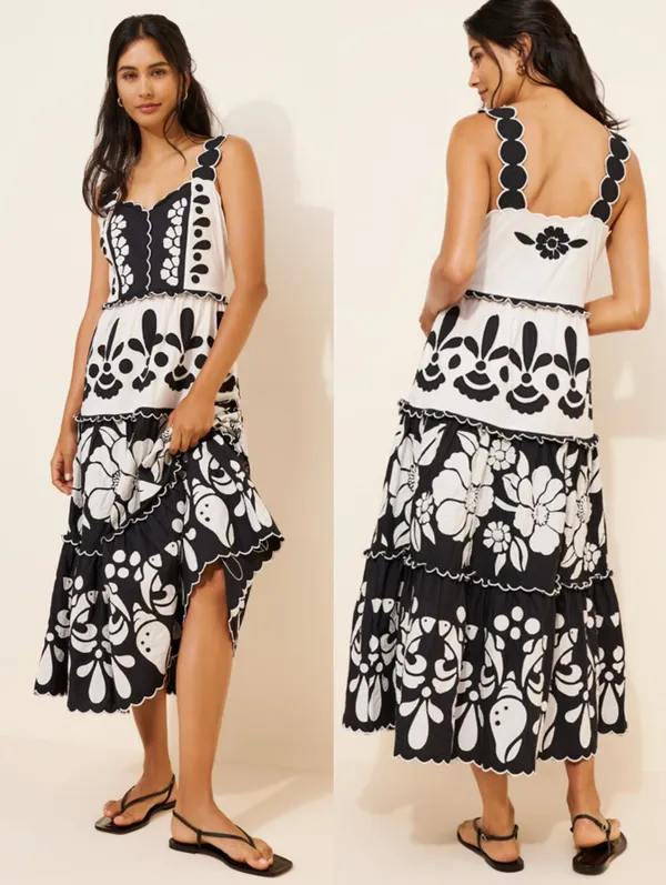Farm Rio Tiered Floral Midi Dress - Image 2