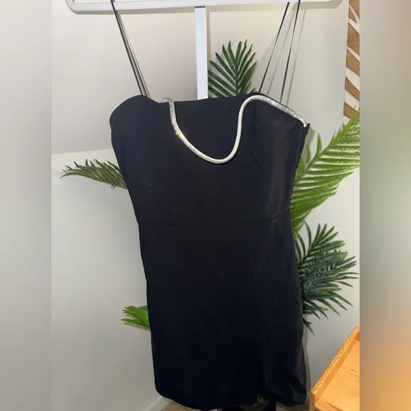 Amanda Uprichard Dream Diamante Strap Cocktail Dress‎ Black Size Small - Image 6