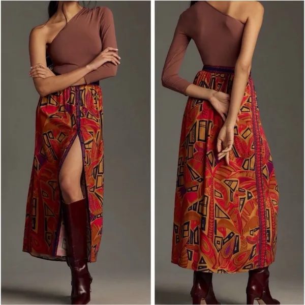 Anthropologie Farm Rio Cool‎ Tropical Button Down Maxi Skirt Women's Small NWOT - Image 2