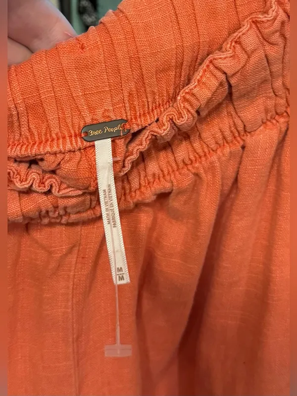 NWOT Free People Day's End Linen Pull-On Pants - poppy red coral - Medium - Image 8