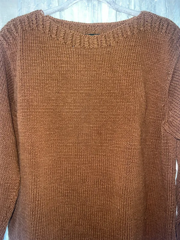 Vintage Lauren Ralph Lauren Hand Knit Sweater Brown Cotton Saddle Shoulder Y2K M - Image 5