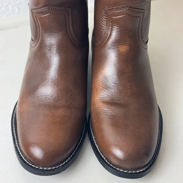 Acme Womens Brown Leather Roper Western Boots Round Toe Made in Mexico 4.5 D - Image 6