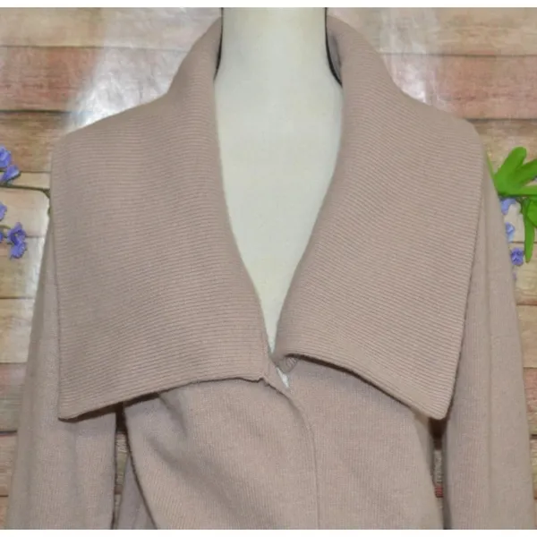 J. Crew Tan Open Shawl Collar Front Wool Cashmere Blend Cardigan Sweater Size M - Image 6