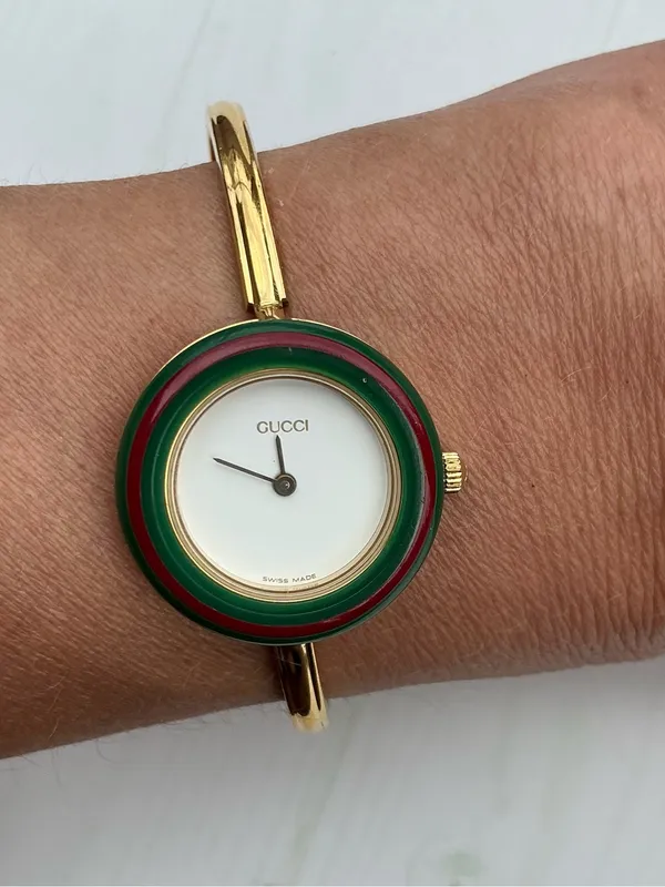 Gucci Gold Bangle Watch with beautiful bezels💛💙💚❤️💜🩵 - Image 2