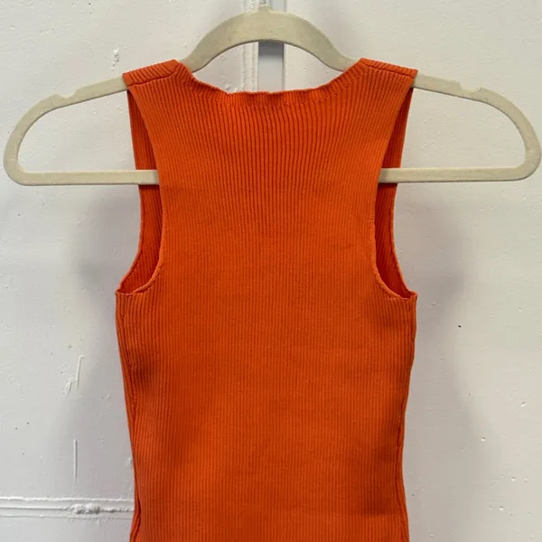 Happily Grey Women's Ribbed Square Neck Bodysuit Orange Size Small‎ Sleeveless - Image 4