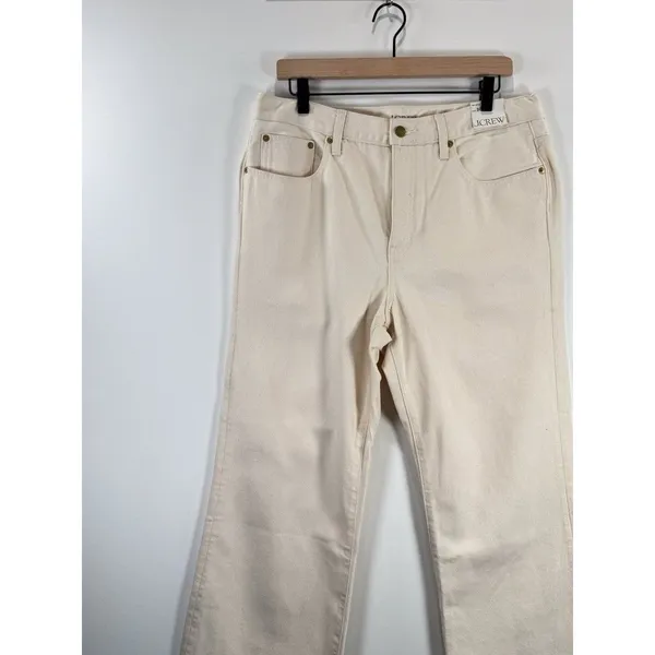 NWT J.CREW Womens Jeans Beige Denim Mid Rise Relaxed 84 Kickout Crop Size 30 - Image 5