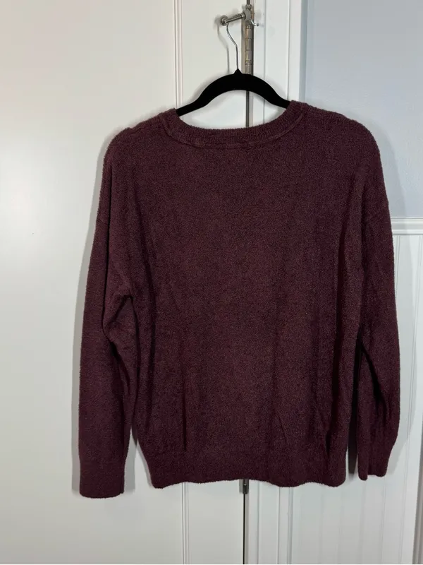 Barefoot Dreams Cozy‎ Chic Sweatshirt sweater size small tall Maroon red purple - Image 6