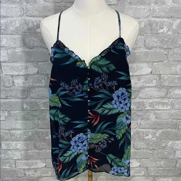 Miss Me Black Floral Tank Top - Image 2