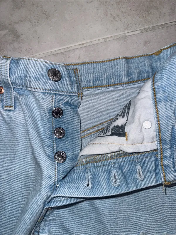 Levi's Light Blue Distressed 501 original Jean Shorts size 25 - Image 5