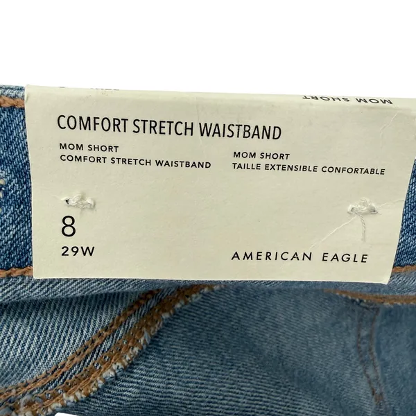 American Eagle Size 8 29 Jean Denim Mom Shorts New with Tags Stretch Waistband - Image 5