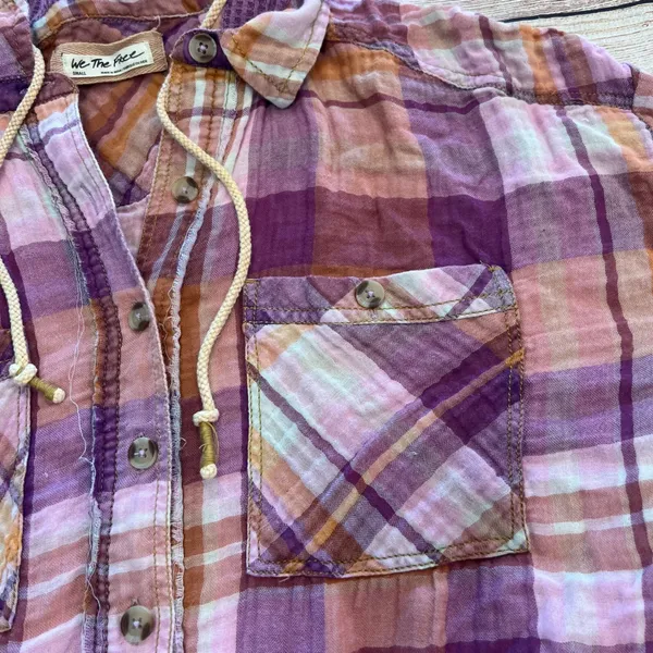 We The Free Free People Purple Creek Canyon Button Down Waffle Knit‎ Top - Image 9