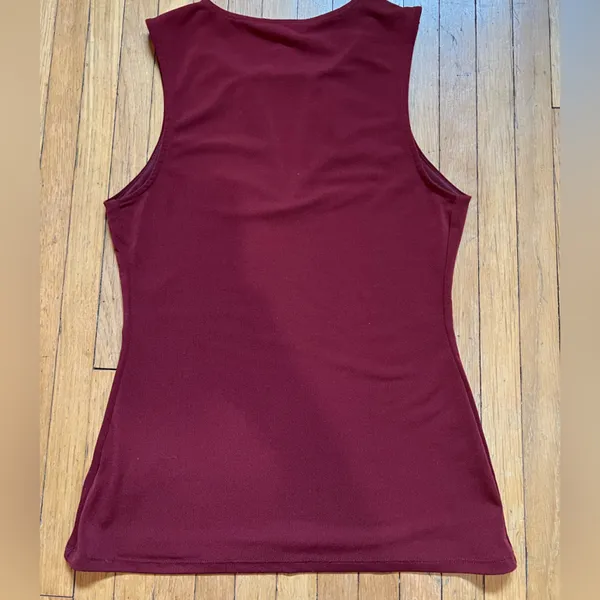 Express halter style fitted top. Burgundy in color. - Image 4