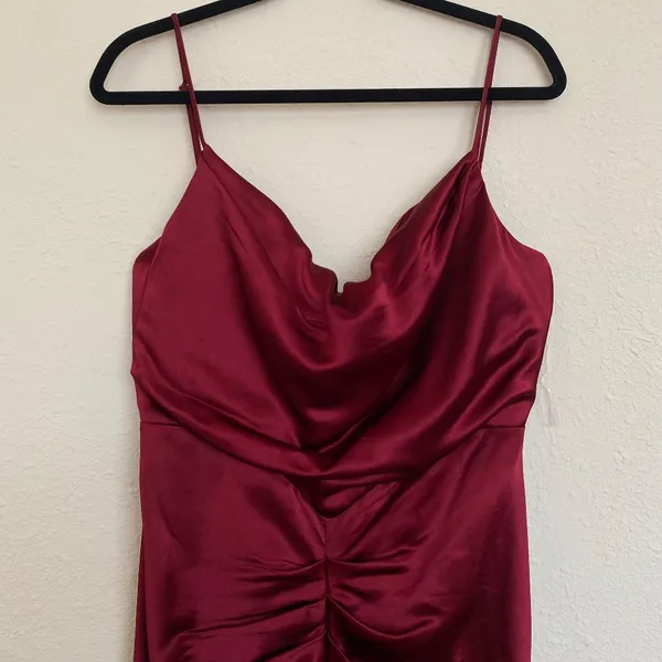 HOUSE OF CB 'Nera' Wine red Satin Draped Corset‎ Dress /Size L NWOT - Image 6