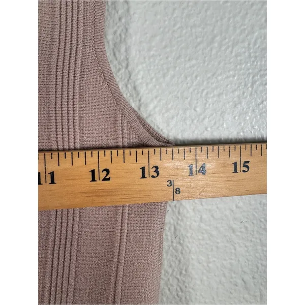 All Row Tan Ribbed Knit Cropped Tank Top Women S Basic Staple Neutral Minimalist - Image 6