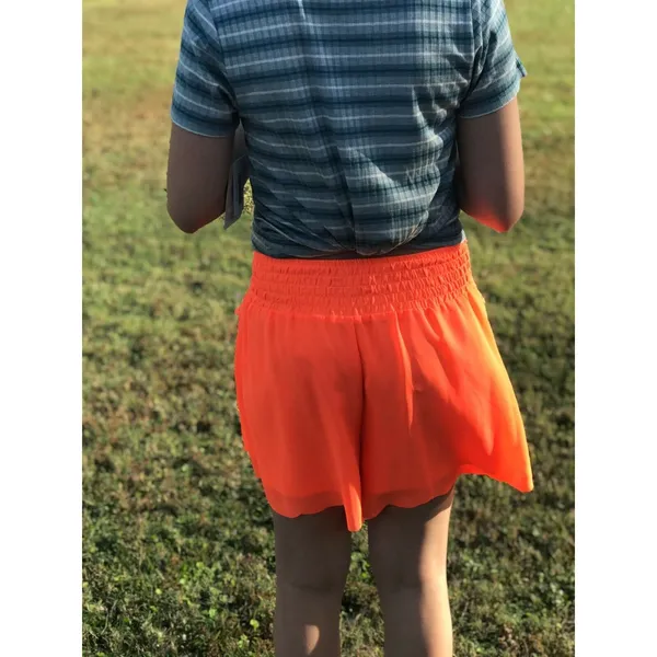 My Michelle Neon Orange Lace Flowy Shorts M‎ Medium Scalloped Edge - Image 2