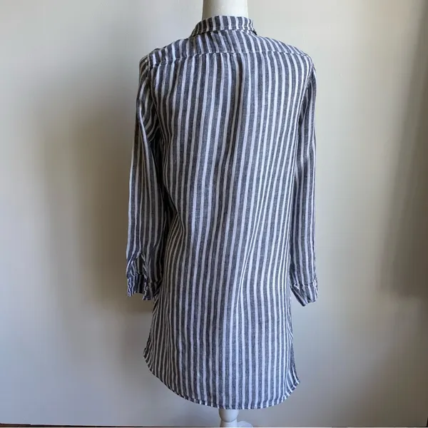 CP Shades Linen Striped Shirt Dress Full Button Down - Image 3