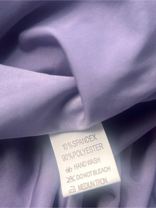 Elegant Lilac Satin style fabric V-Neck Evening Gown - Image 3