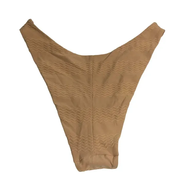 Aerie Bikini Bottom High Cut Cheeky Textured Wavy High Rise Brown L - Image 2