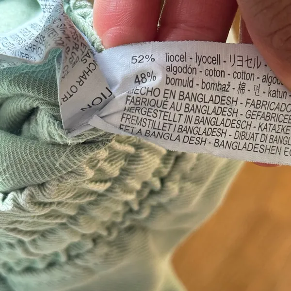 Zara Sage‎ Green Lyocell Cotton Elastic Waist Raw Hem Pants Womens Medium - Image 6
