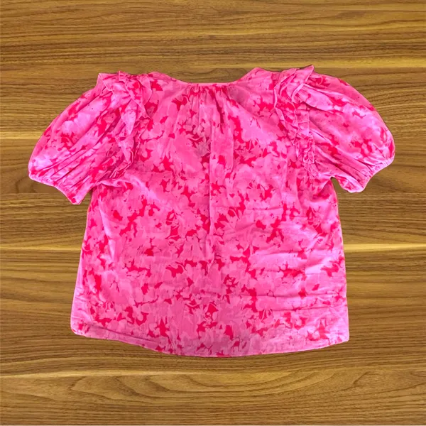 Karlie Pink Floral Cotton Puff Sleeve Blouse Small Preppy Boutique Boho Chic - Image 7