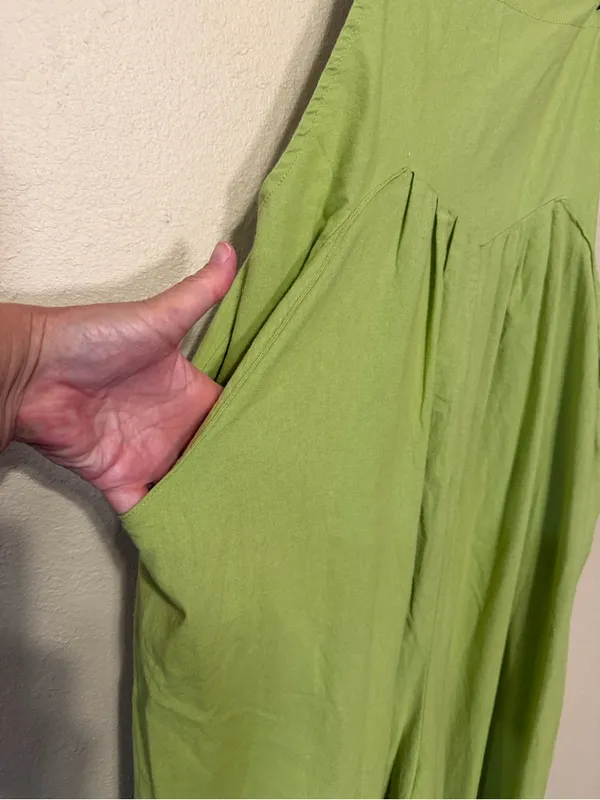 BiBi Sleeveless Linen Cotton Pockets Loose Wide Leg Jumpsuit Size Large - Image 4