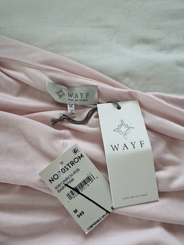 NWT WAYF baby pink one shoulder dress size M - Image 4