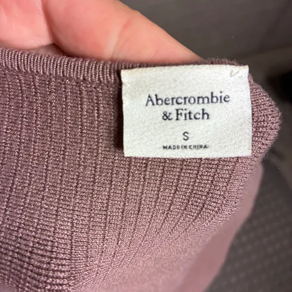 Abercrombie & Fitch Womens Small Ribbed Square Neck Long Sleeve Sweater Mauve - Image 4