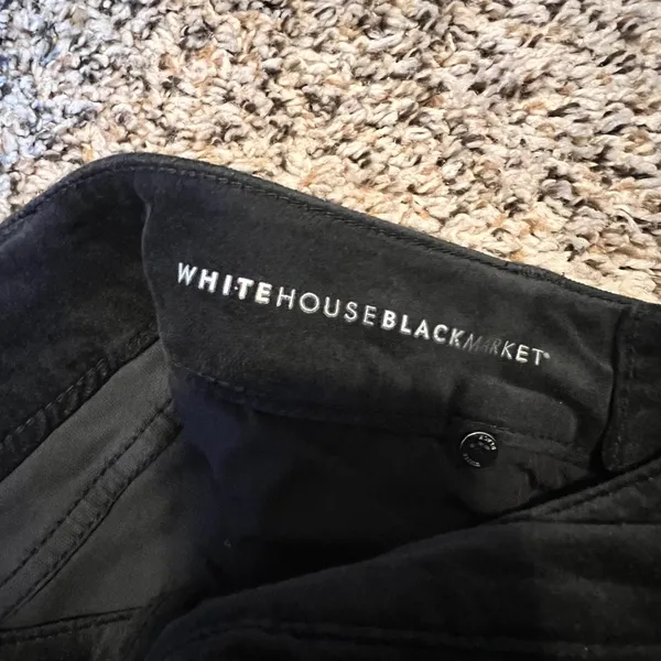 White House Black Market The Skinny Black Velvet‎ Pants Metallic Trim Size 2 - Image 4