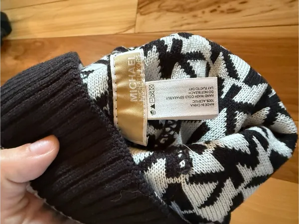 Michael Kors Black and White MK Logo Kids Beanie - Image 2