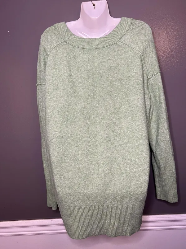 Aerie Sweater Womens Medium Green V Neck Relaxed Knit Pullover Cozy Oversized - Image 6