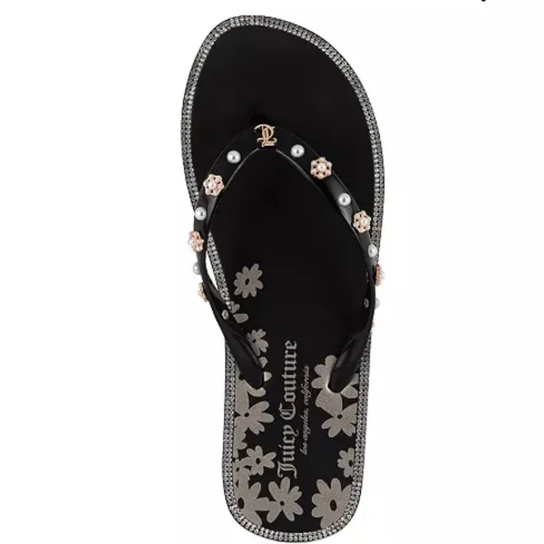 Juicy Couture Black Sandals with Gold Floral Design Size 7 - Image 13