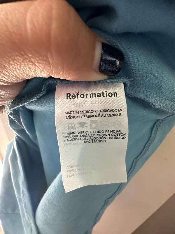 Reformation Alden Blue Mock Neck Sleeveless Classic Stretchy Knit Mini Dress L - Image 5