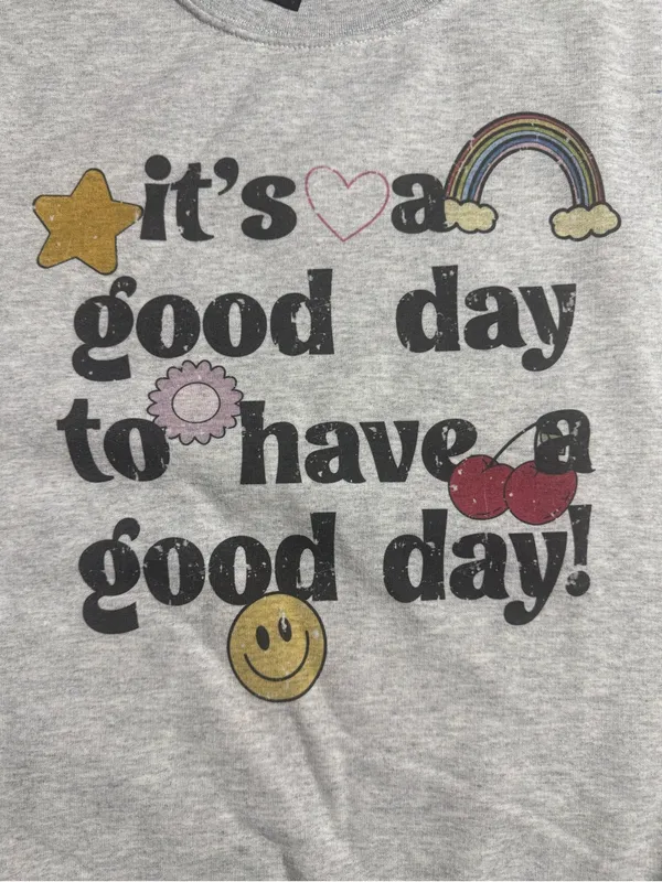 Gildan Light Gray "It's a Good Day" Graphic Crewneck Sweatshirt - Image 5
