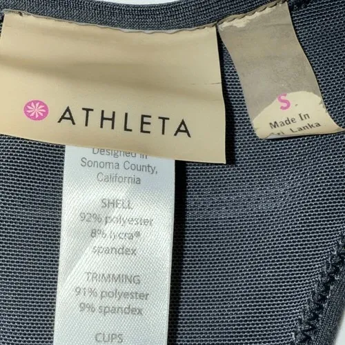 ATHLETA Black Racerback Tank Built In Bra Back Pockets Stretch Size Small‎ - Image 8