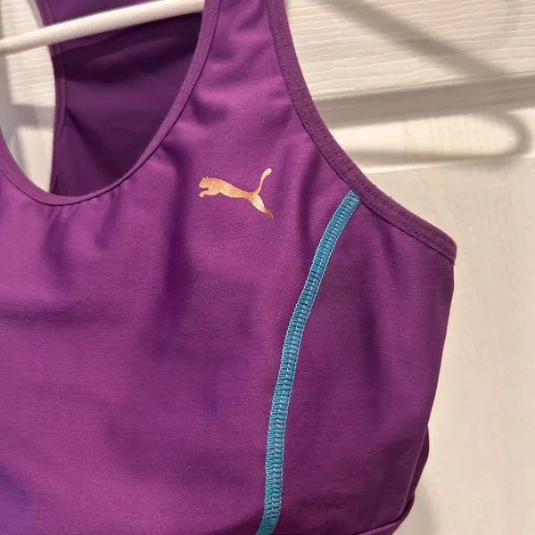 Puma Sport Lifestyle Purple Teal Racerback Sports Bra Activewear‎ Top Large - Image 2